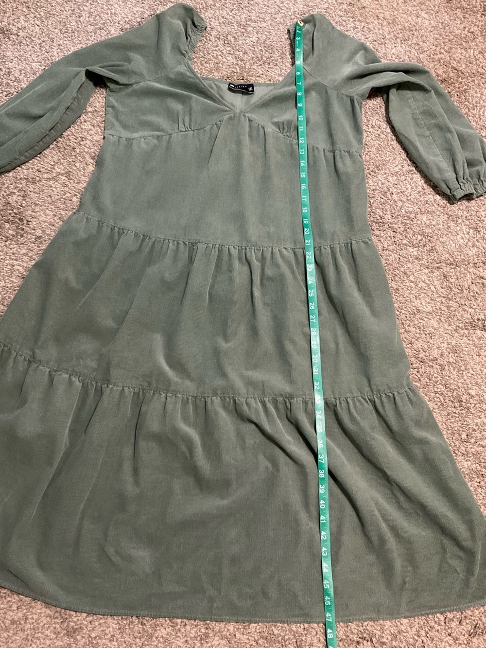 ASOS Design Sage Lightweight Corduroy Tiered Maxi Dress Size 14 - Picture 7 of 7